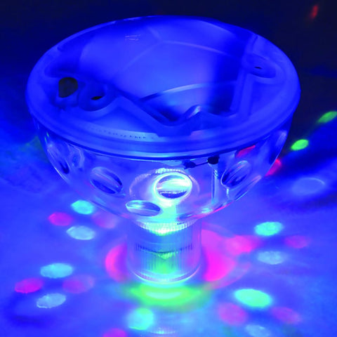 Image of Close up of Disco Bath Light turned on and surrounded by colourful dots