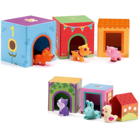 Image of Djeco Topanifarm Stacking Cubes for infants - 3070900091085