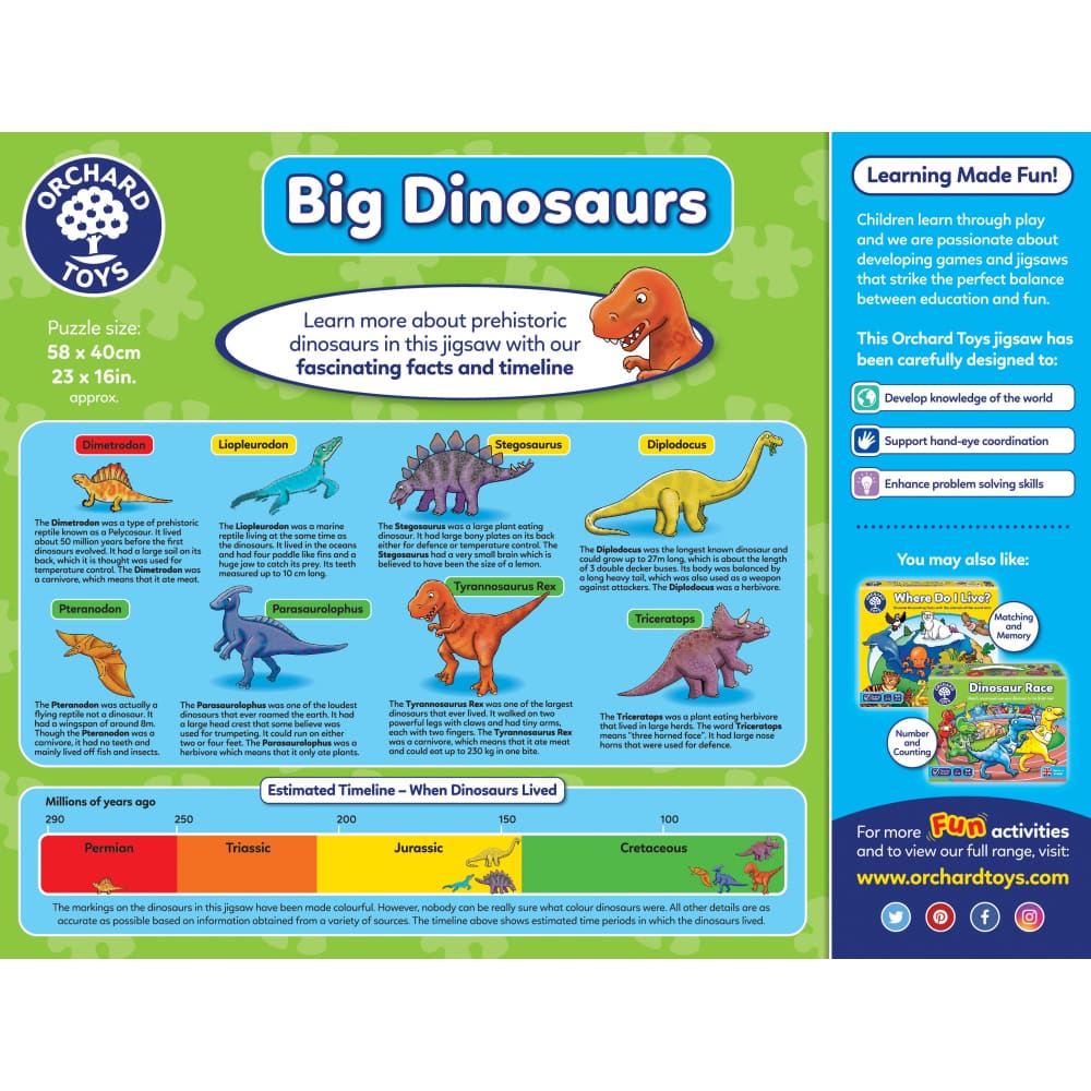 Orchard Toys Big Dinosaur Shaped Jigsaw Puzzle - 5011863301710