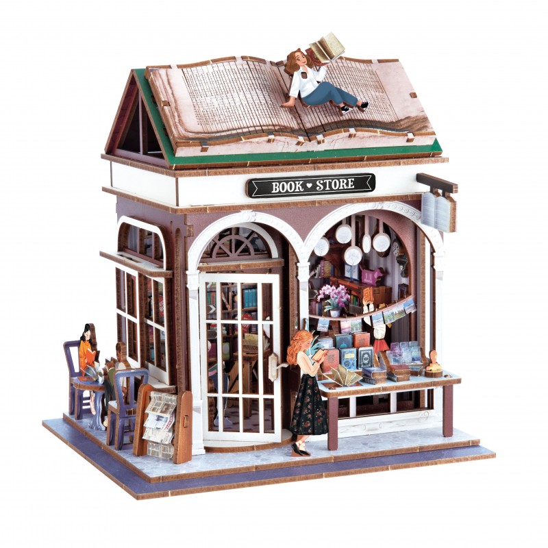 Bookshop diorama Wooden Build Kit