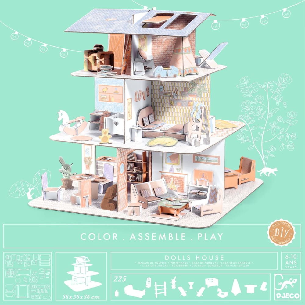 DIY Dolls House Colour,Assemble & Play - Djeco
