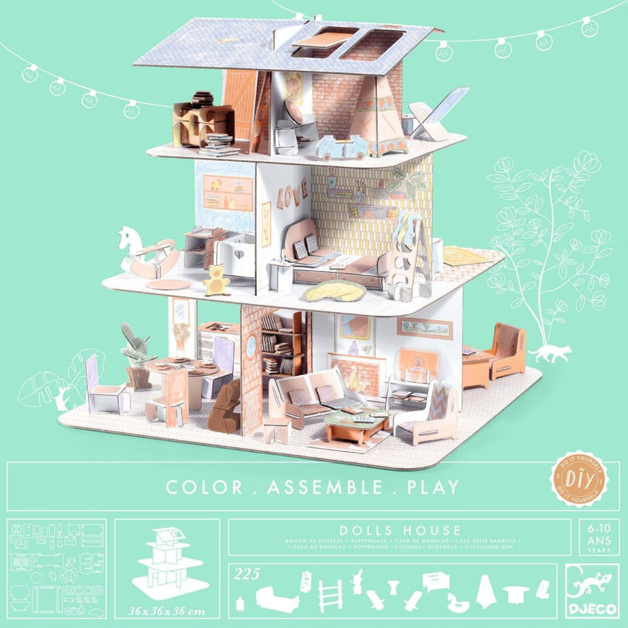 DIY Dolls House Colour,Assemble & Play - Djeco
