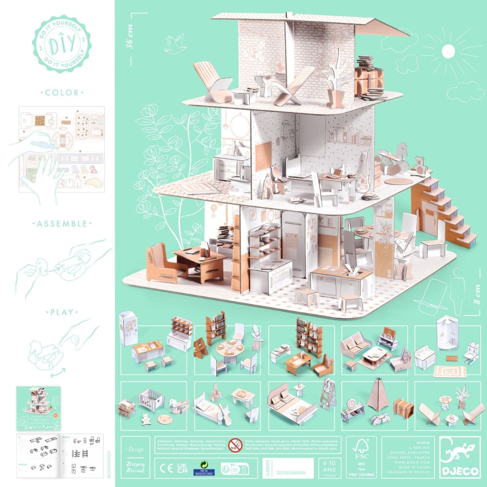 DIY Dolls House Colour,Assemble & Play - Djeco
