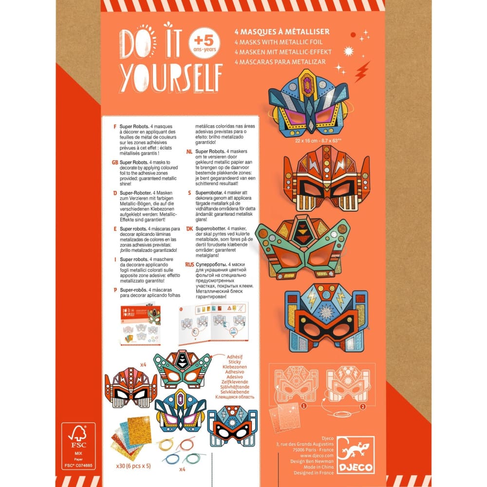 Djeco Do It Yourself - 4 Super Robot Masks