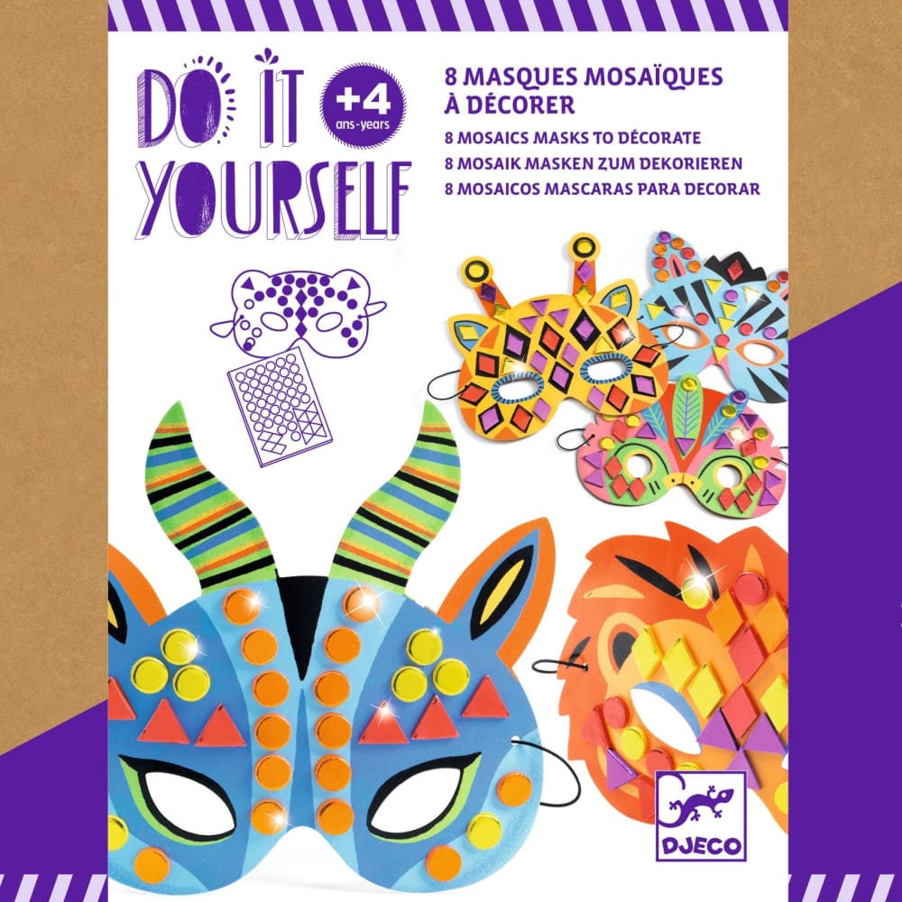 Djeco Do It Yourself - 8 Mosaic Jungle Masks