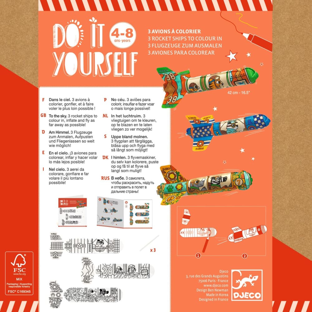 Djeco Do It Yourself - Inflatable Rockets - 3070900079106