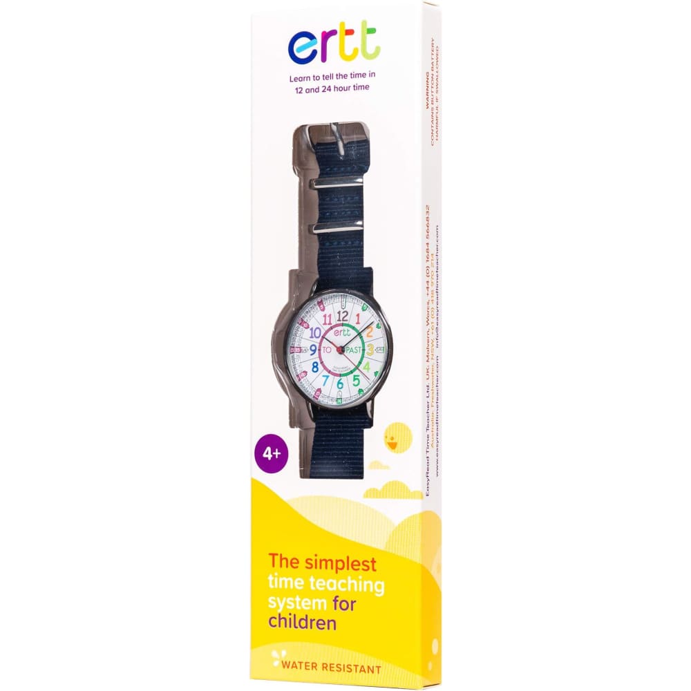 Easyread Time Teaching Waterproof Wrist Watch Rainbow face navy blue - Teacher 0797776715848