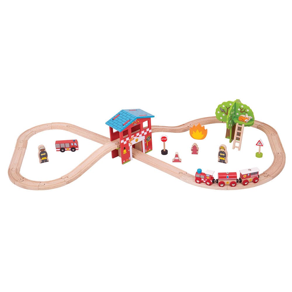 Fire Station Train Set - Bigjigs Rail 691621090374