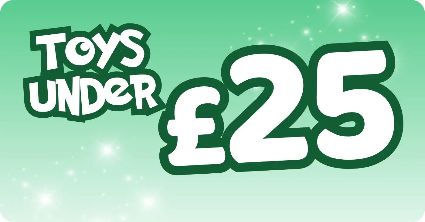 Green toy box with white text and a sparkly background.