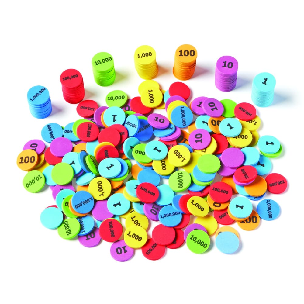 EAI Education Jumbo Magnetic Place Value Disks - Ones To Thousands, Set Of 80, 2.5" Diameter