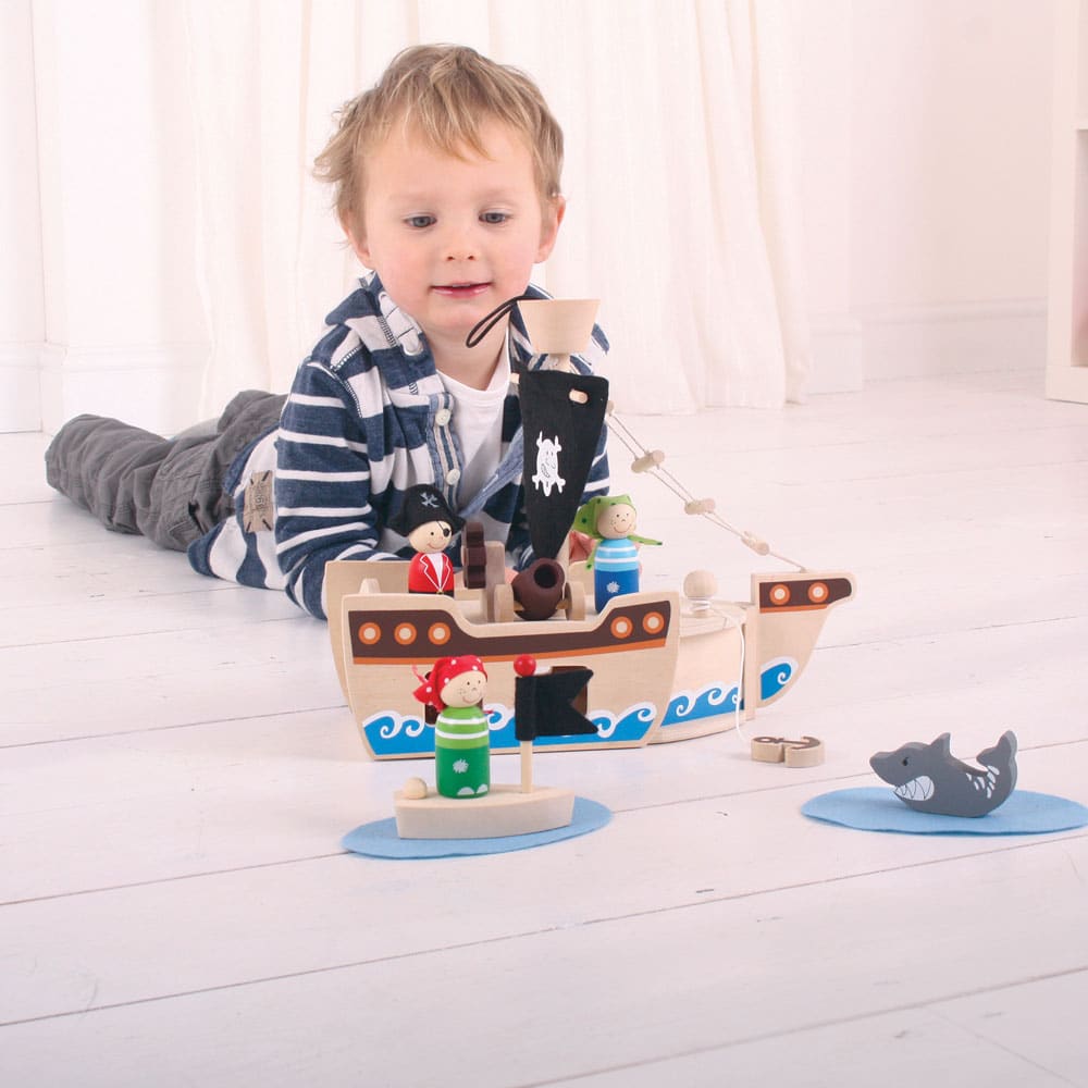 Mini Pirate Ship Playset - Bigjigs Toys 691621006856