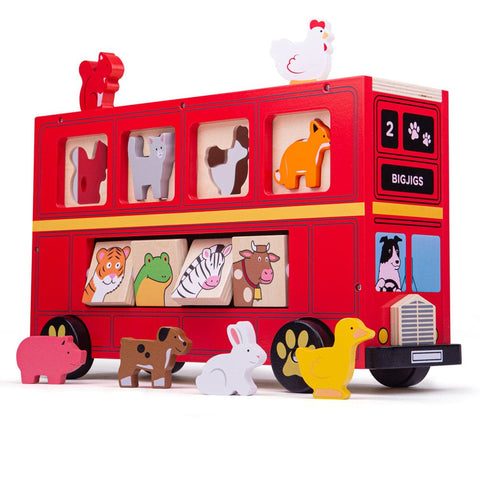 Image of Bigjigs Red Bus Sorter - Toys 691621536926