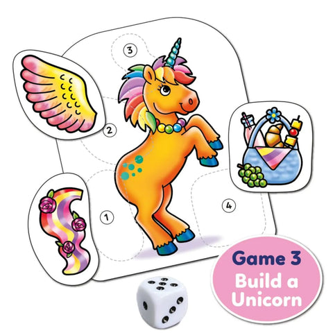 Image of Unicorn Fun 3 in 1 Games - Orchard Toys 5011863000248