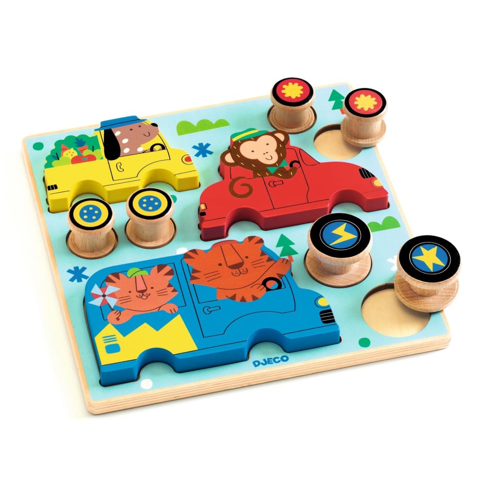 Wooden Puzzle & Roll Vehicles - Djeco