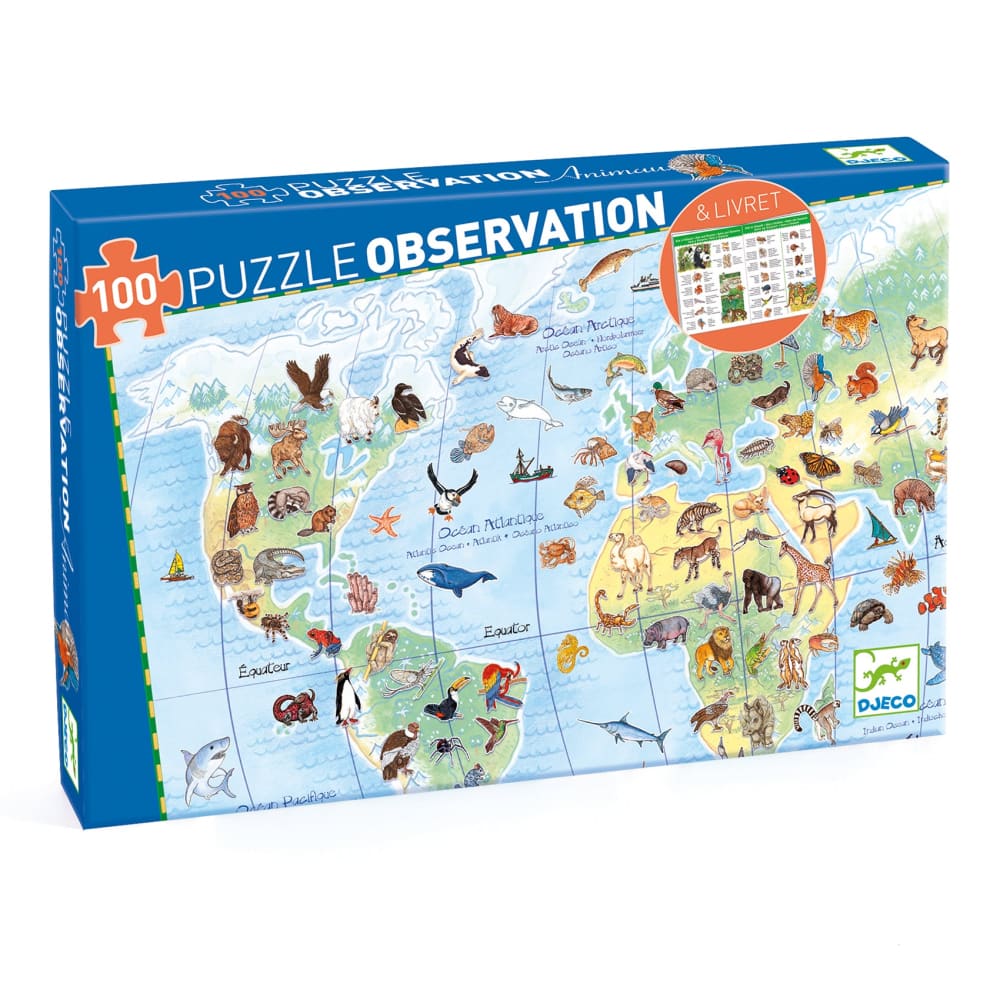 World’s animal puzzle + booklet - 100 pcs - Djeco