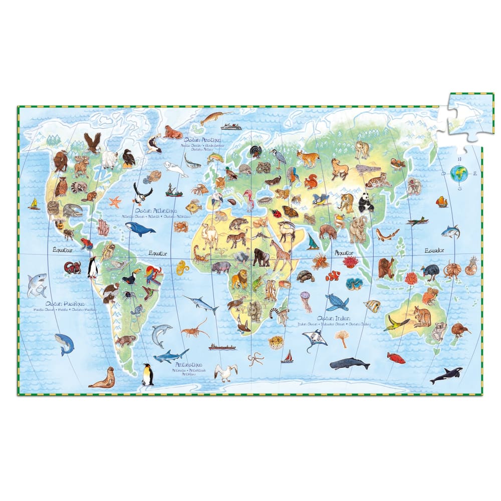 World’s animal puzzle + booklet - 100 pcs - Djeco