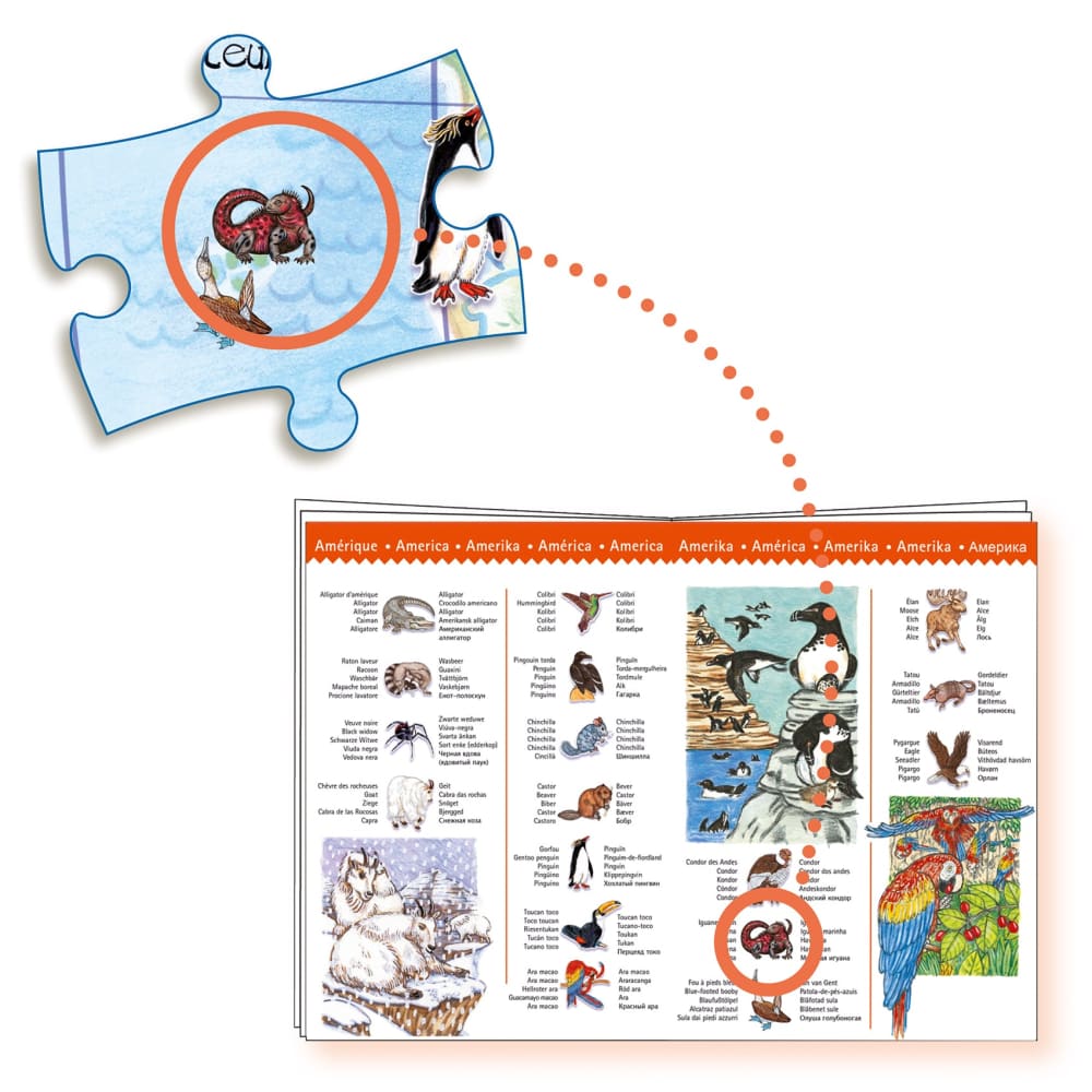 World’s animal puzzle + booklet - 100 pcs - Djeco