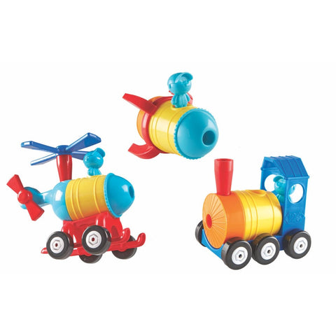 Image of 1 2 3 Build it Rocket Train Helicopter - Learning Resources 765023028591