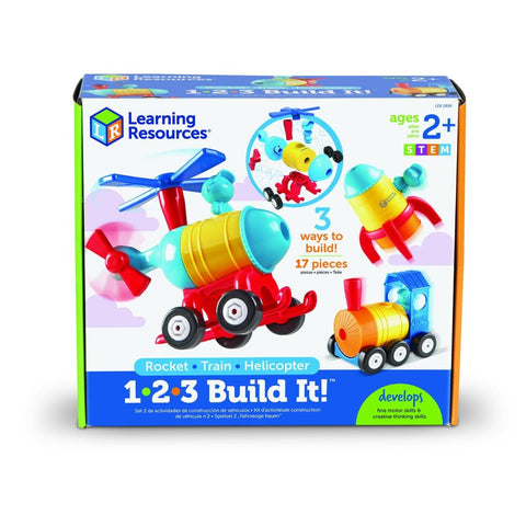 Image of 1 2 3 Build it Rocket Train Helicopter - Learning Resources 765023028591