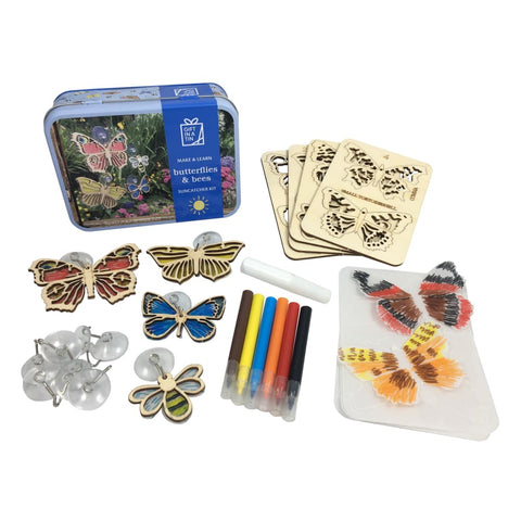Image of Butterflies & Bees Suncatcher Kit Gifts in a Tin - Apples to Pears 5050588010064