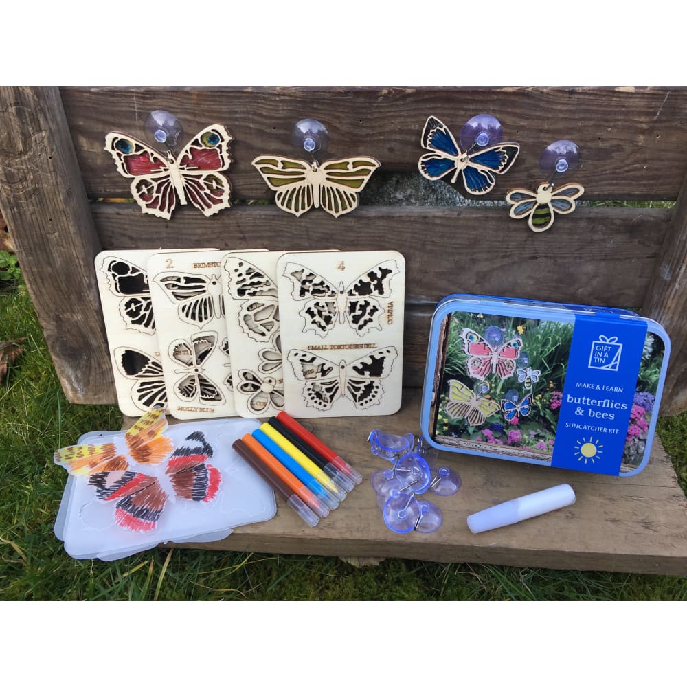 Butterflies & Bees Suncatcher Kit Gifts in a Tin - Apples to Pears 5050588010064