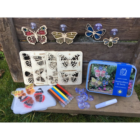 Image of Butterflies & Bees Suncatcher Kit Gifts in a Tin - Apples to Pears 5050588010064