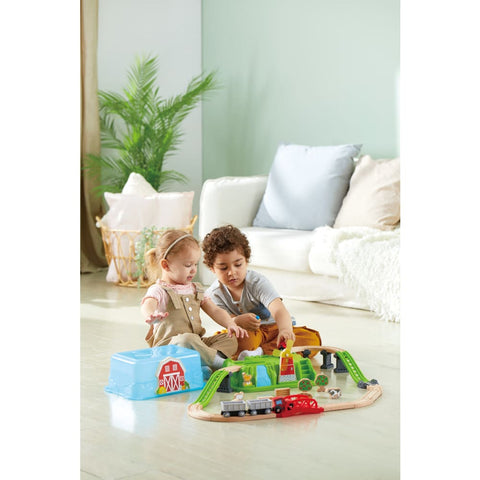 Image of City Train Bucket Set (48 pcs) - Hape 6943478034150