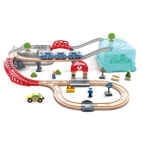 Image of City Train Bucket Set (48 pcs) - Hape 6943478034150