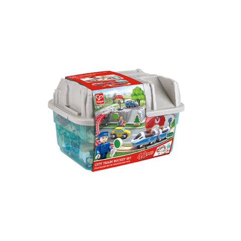 Image of City Train Bucket Set (48 pcs) - Hape 6943478034150