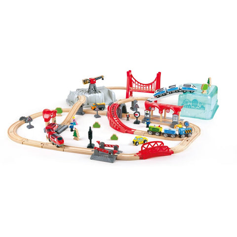 Image of City Train Bucket Set (48 pcs) - Hape 6943478034150