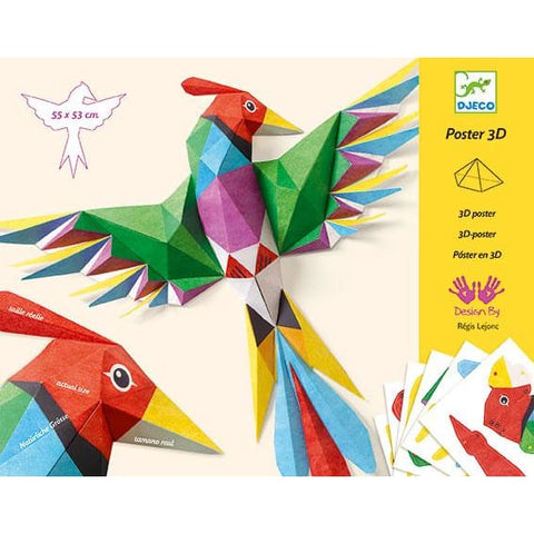 Image of 3D paper parrot with multicoloured wings from Djeco