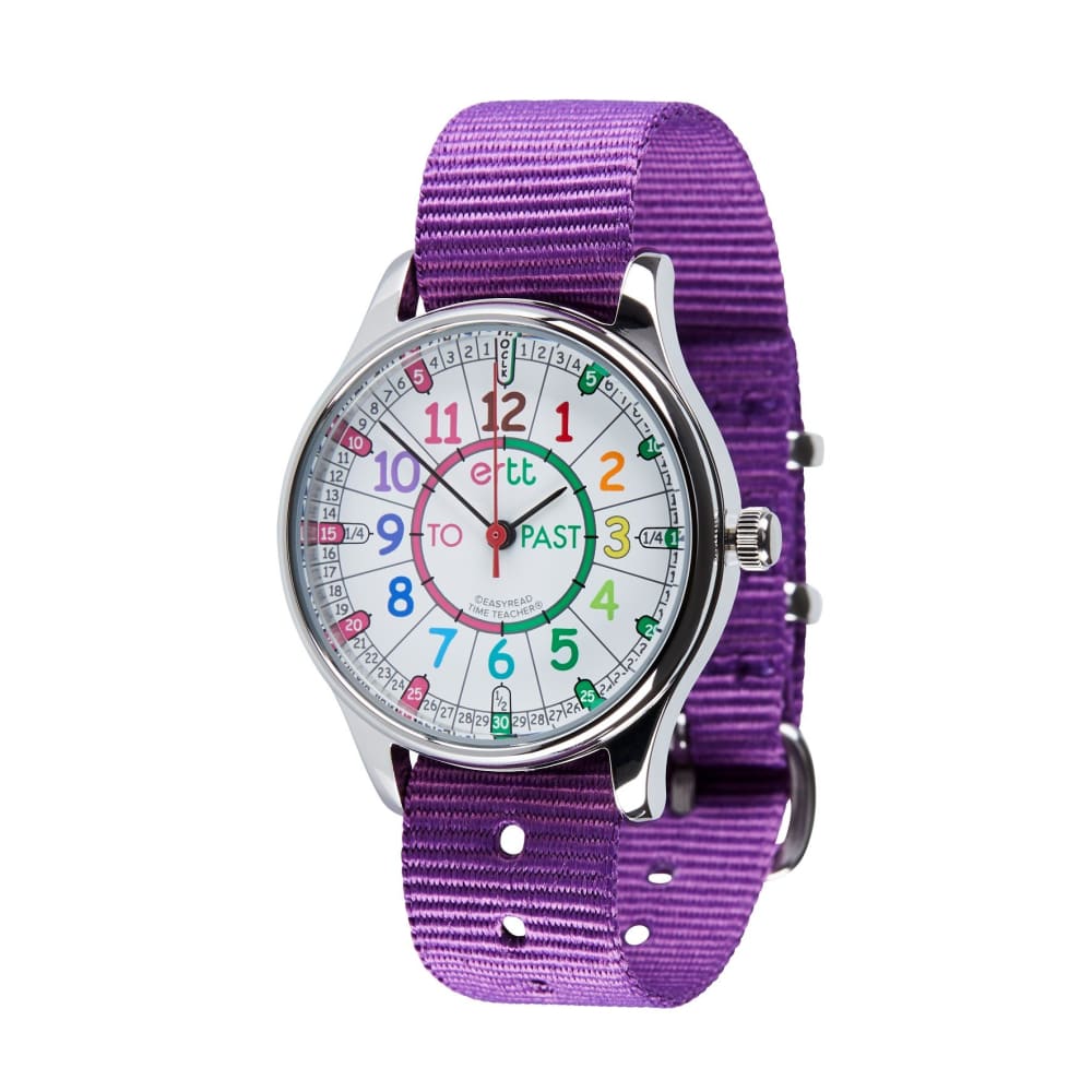 Easyread Time Teaching Waterproof Wrist Watch Rainbow face purple - Teacher 0797776715831