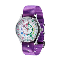 Easyread Time Teaching Waterproof Wrist Watch Rainbow face purple - Teacher 0797776715831