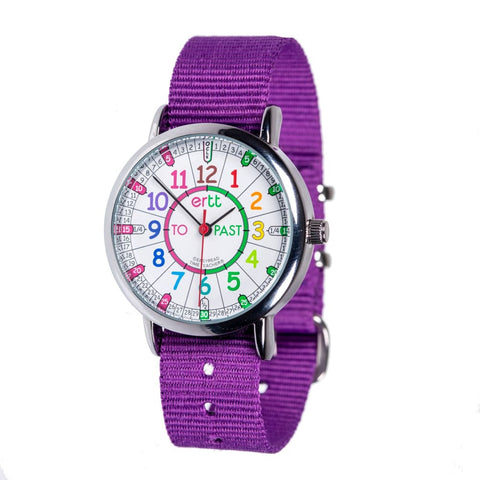 Image of Easyread Time Teaching Wrist Watch Rainbow face purple - Teacher 0799439437548