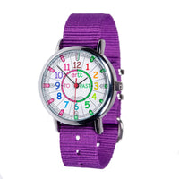 Easyread Time Teaching Wrist Watch Rainbow face purple - Teacher 0799439437548