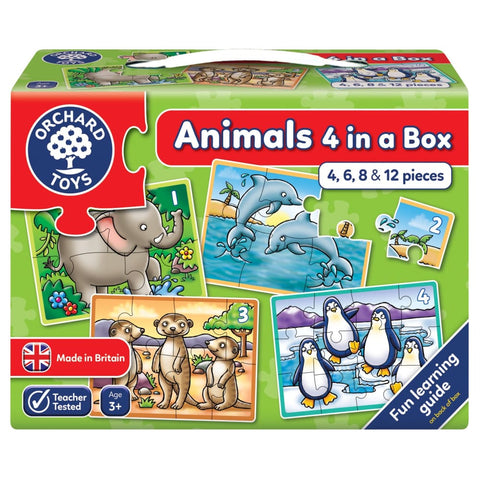 Image of Orchard Toys Animals 4 in A Box Jigsaw Puzzles - 5011863301635