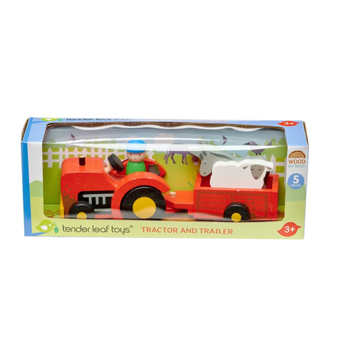 Image of Play Tractor And Trailer - Tender Leaf Toys