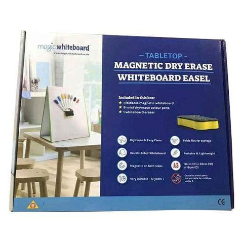 Image of Tabletop Magic Magnetic Whiteboard Easel A3 with 8 pens & eraser - 5060182800855