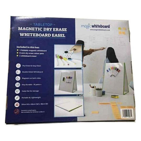 Tabletop Magic Magnetic Whiteboard Easel A3 with 8 pens & eraser - 5060182800855