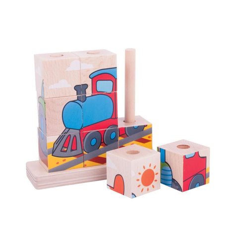 Image of Wooden Stacking Blocks Transport - Bigjigs Toys 691621531051