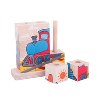 Wooden Stacking Blocks Transport - Bigjigs Toys 691621531051